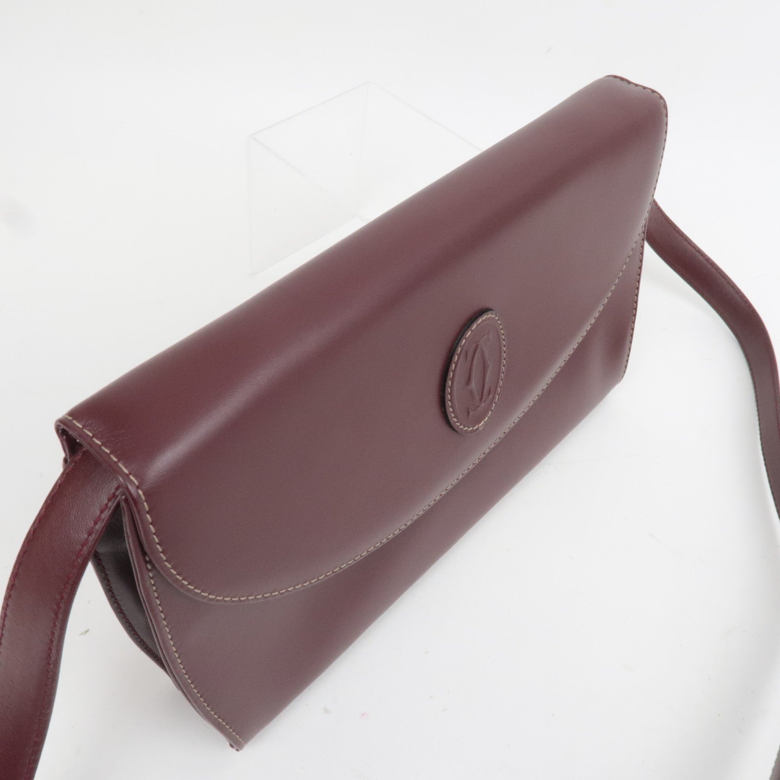 Cartier Must Line Leather Shoulder Bag Bordeaux