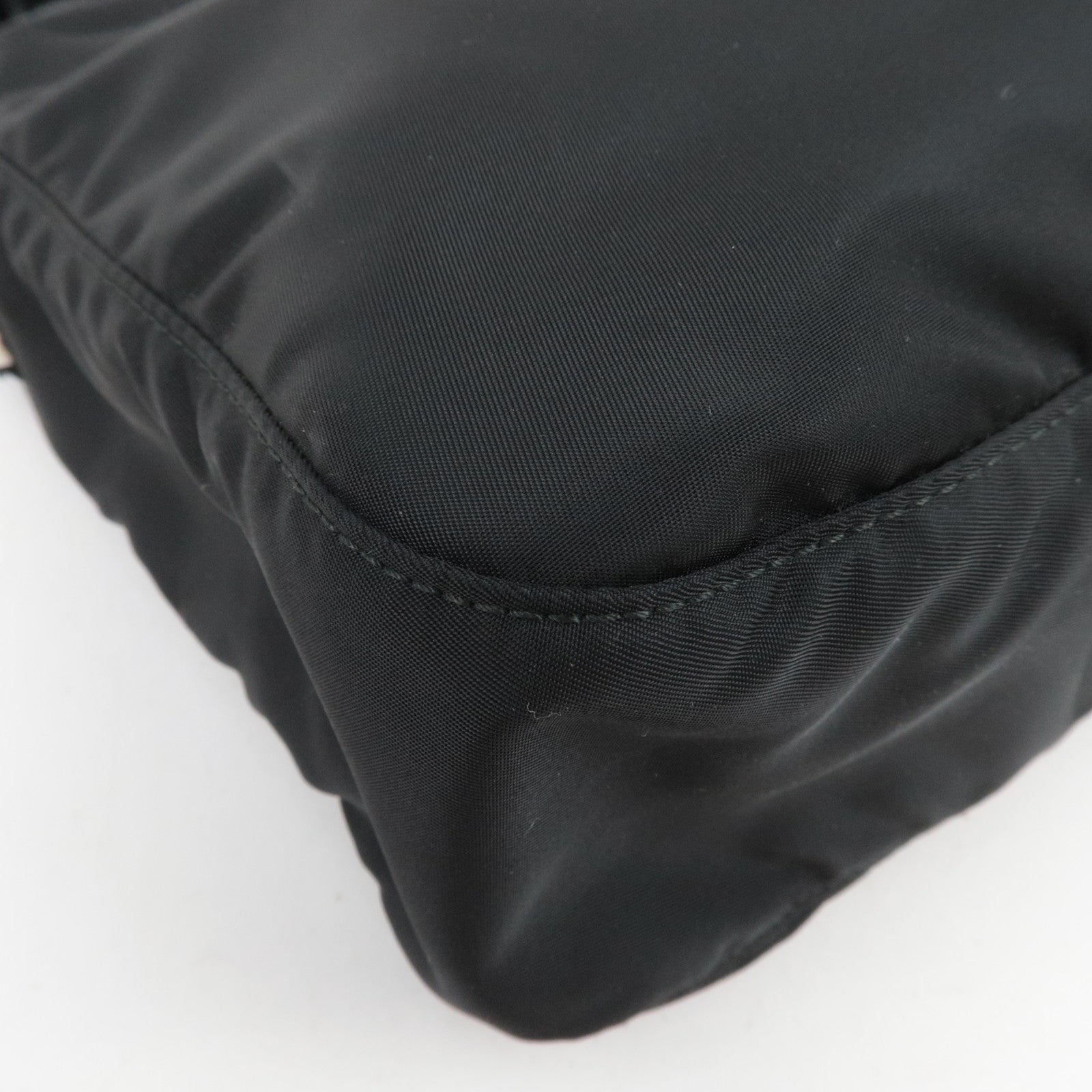 PRADA Logo Nylon Leather Shoulder Bag Black