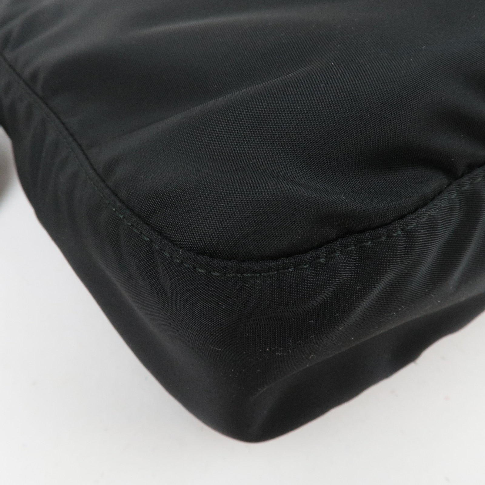 PRADA Logo Nylon Leather Shoulder Bag Black