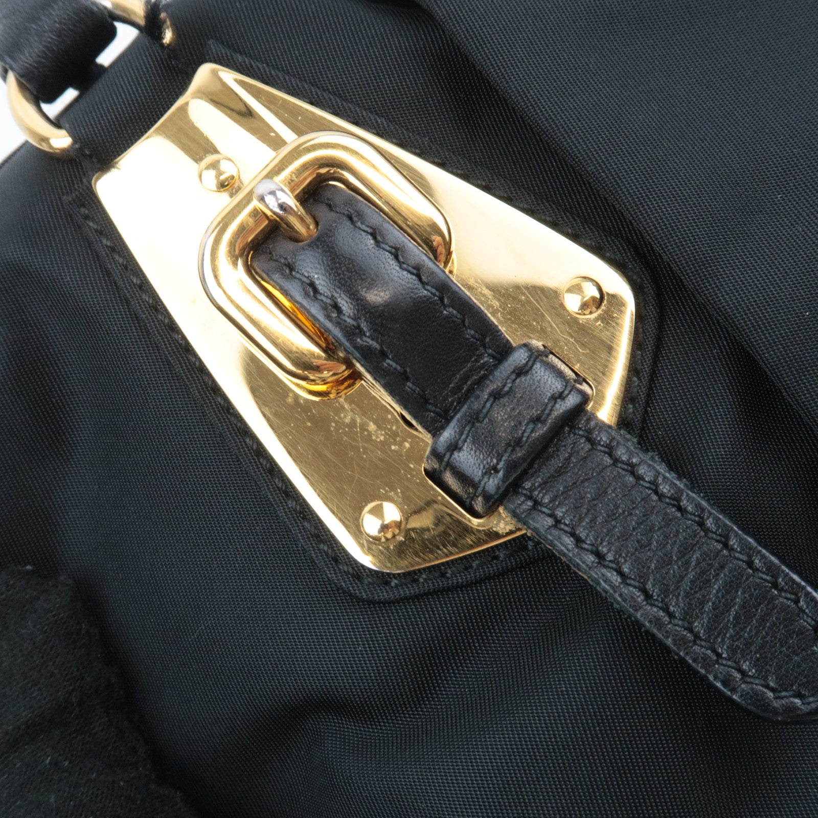PRADA Nylon Leather Handbag Black