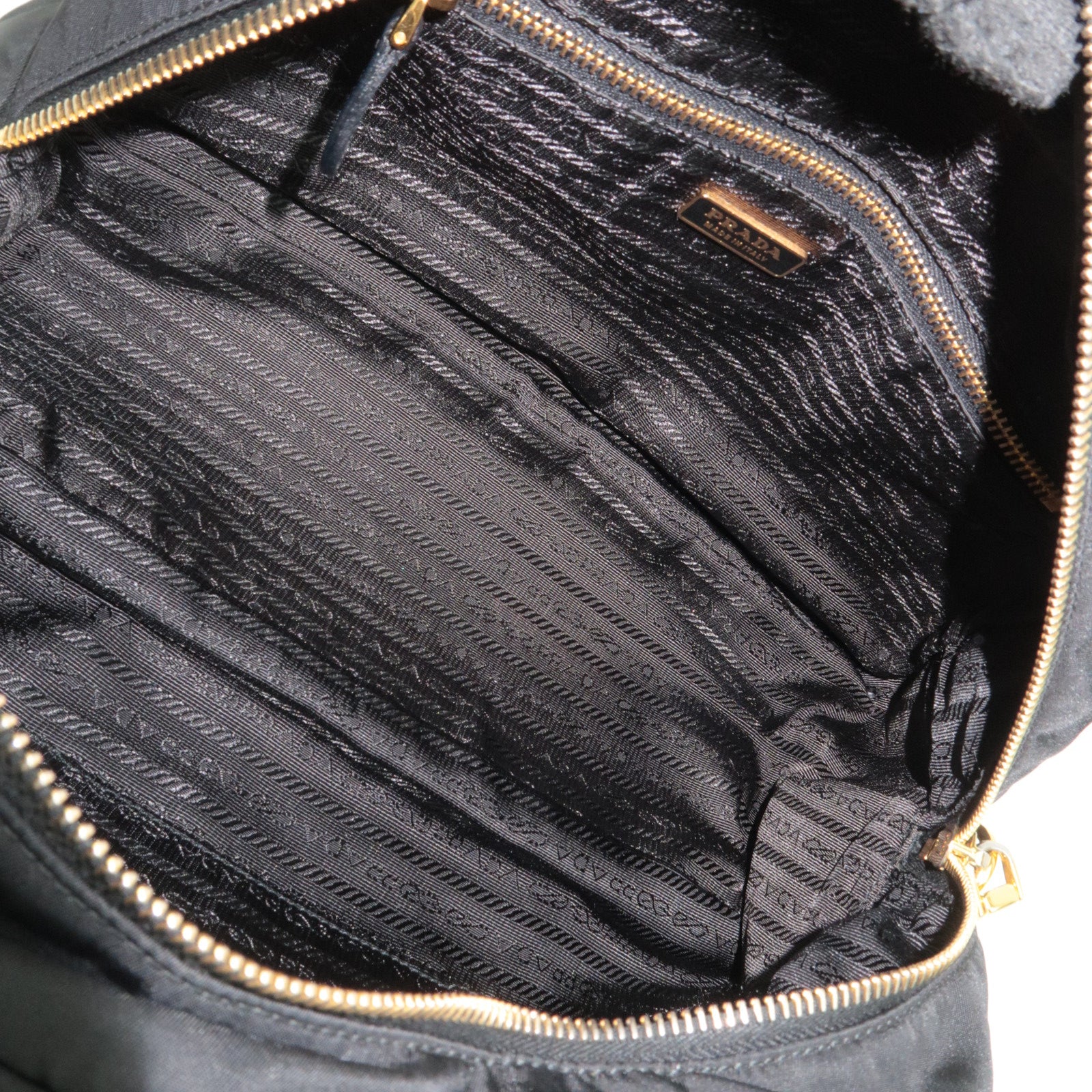 PRADA Nylon Leather Handbag Black