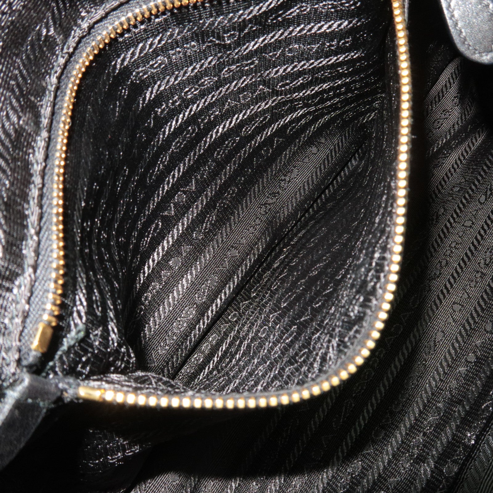 PRADA Nylon Leather Handbag Black