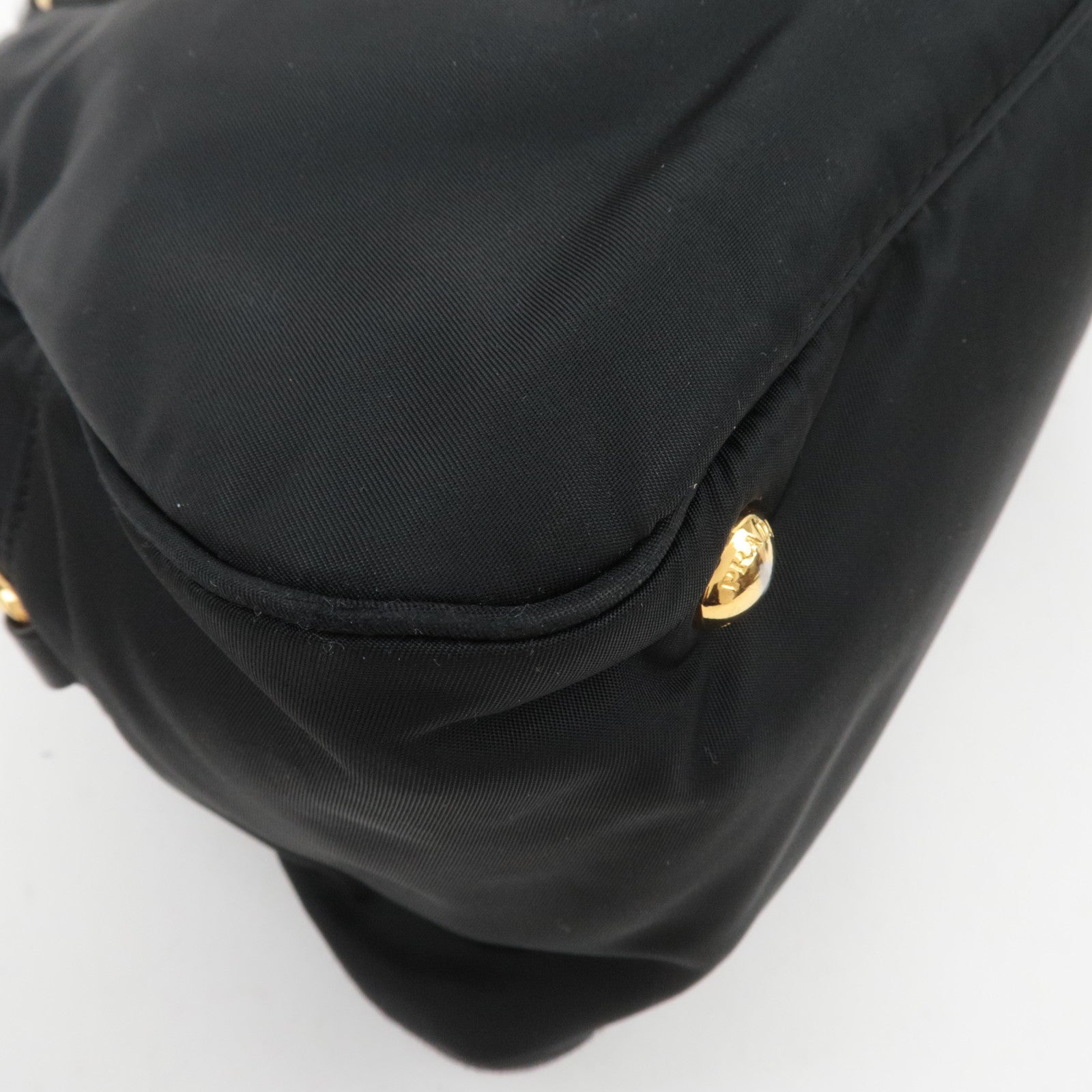 PRADA Nylon Leather Handbag Black