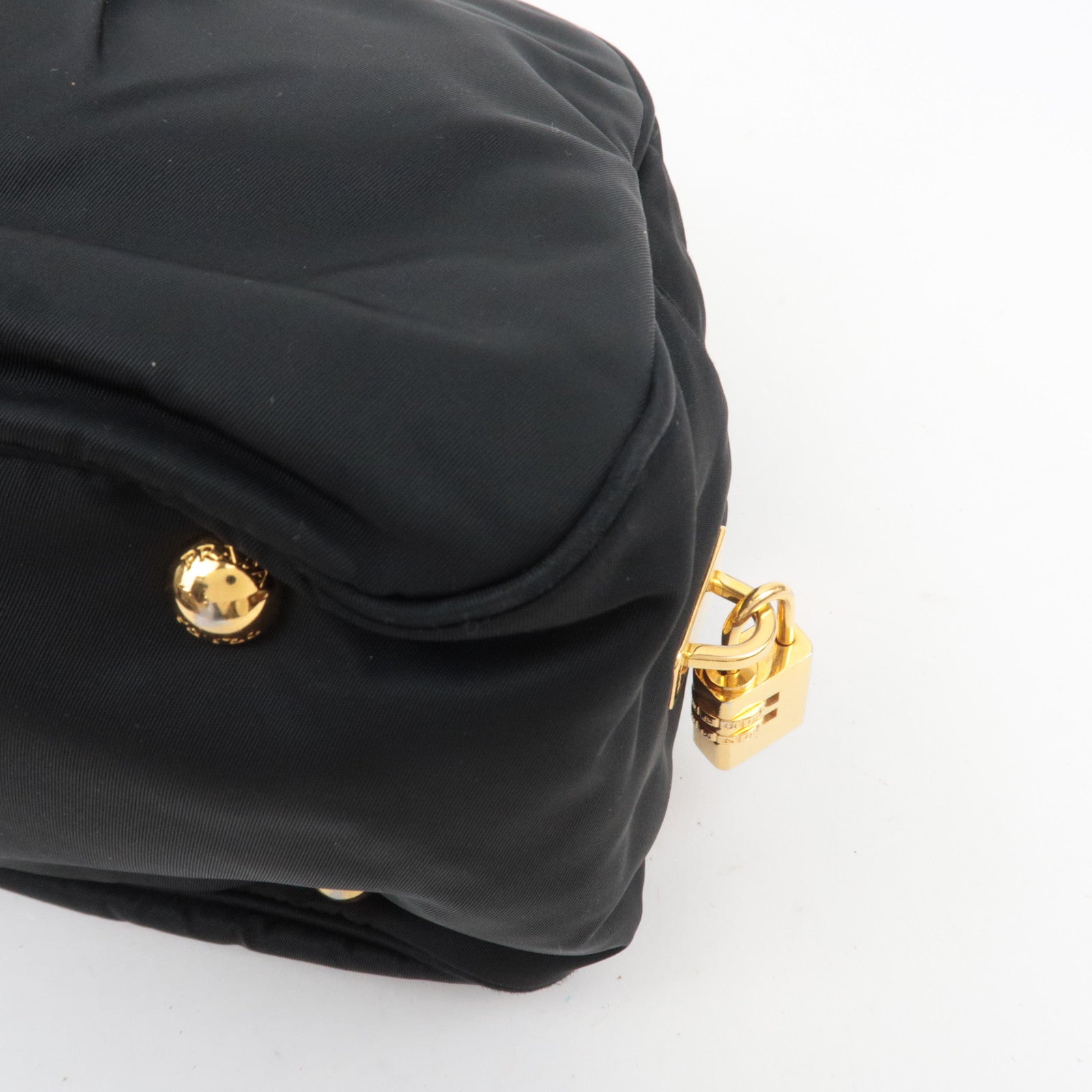 PRADA Nylon Leather Handbag Black