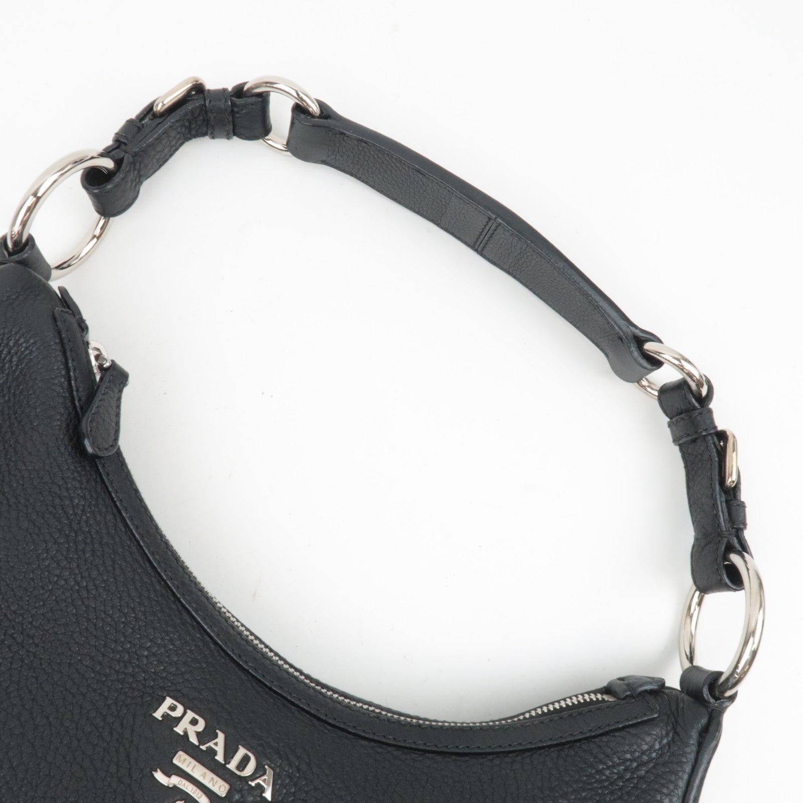 PRADA Leather One Shoulder Bag Black