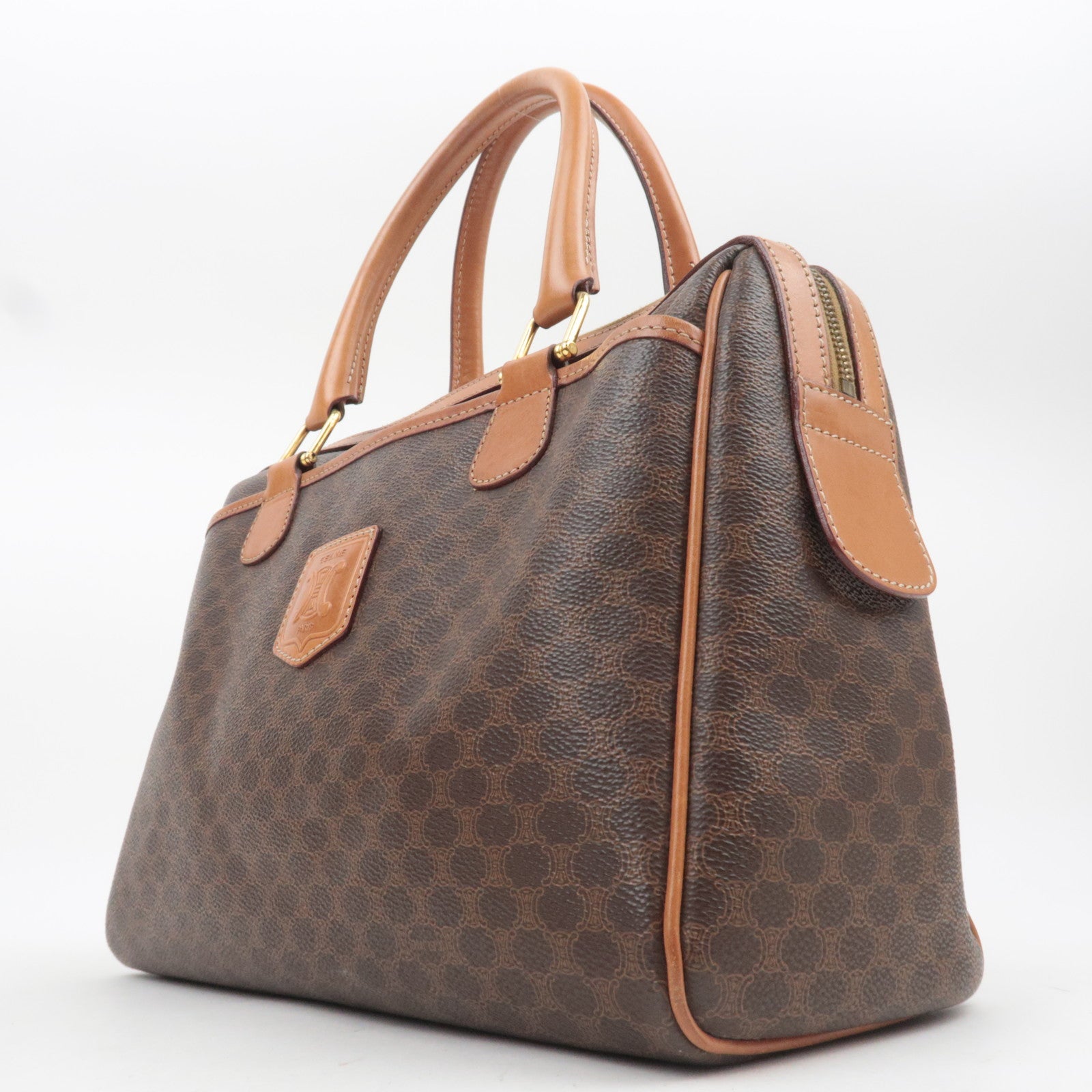 CELINE Macadam PVC Leather Handbag Brown