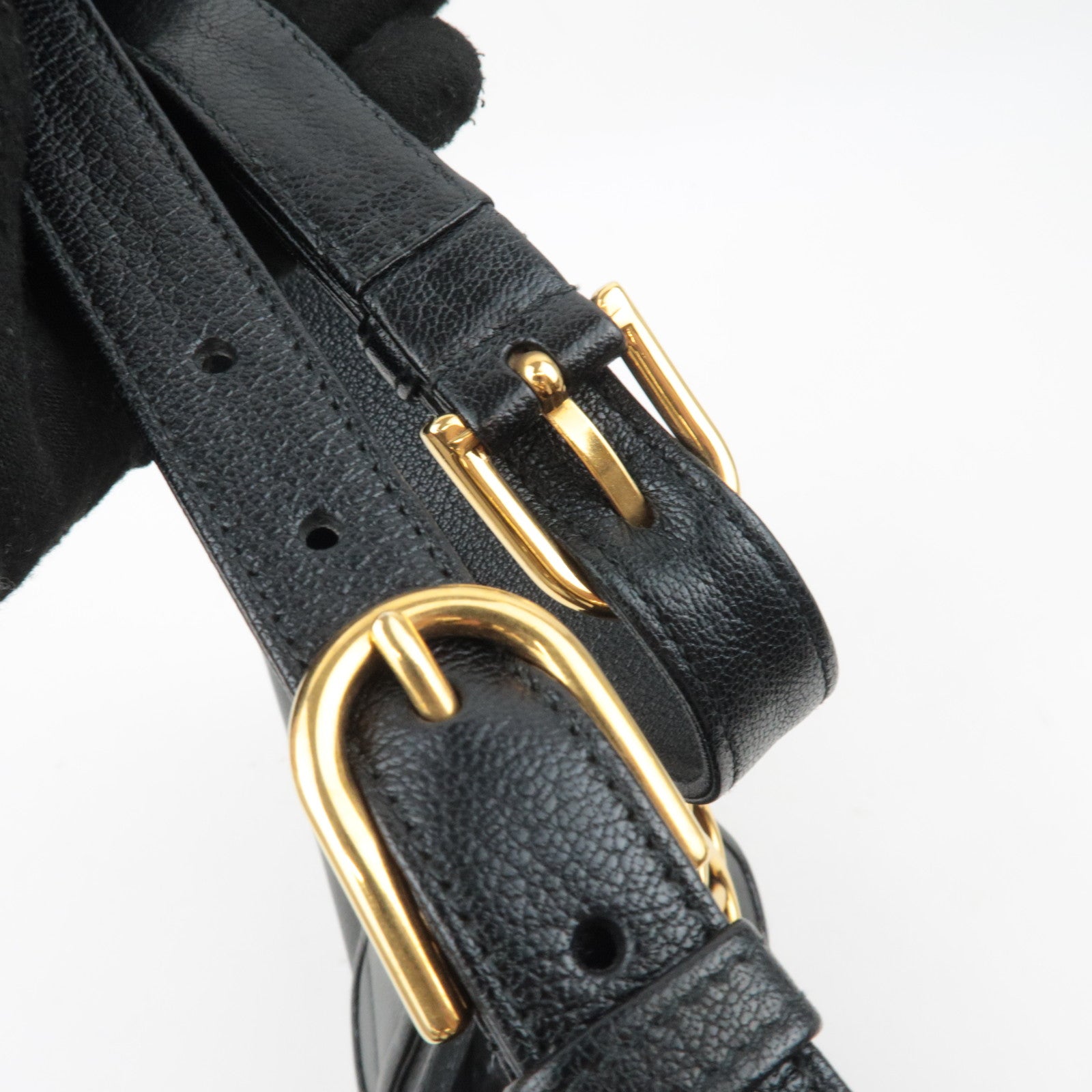 GUCCI GG Marmont Aphrodite Leather Shoulder Bag Black 726274