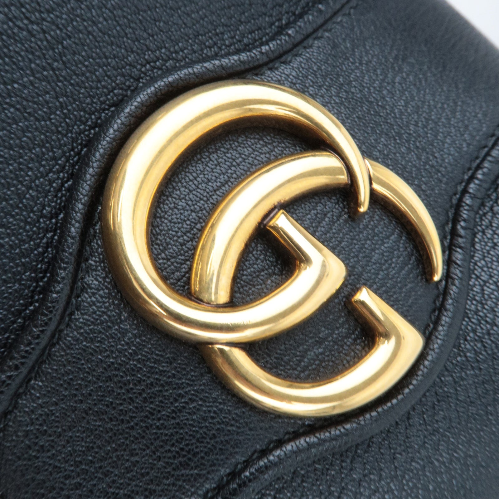 GUCCI GG Marmont Aphrodite Leather Shoulder Bag Black 726274