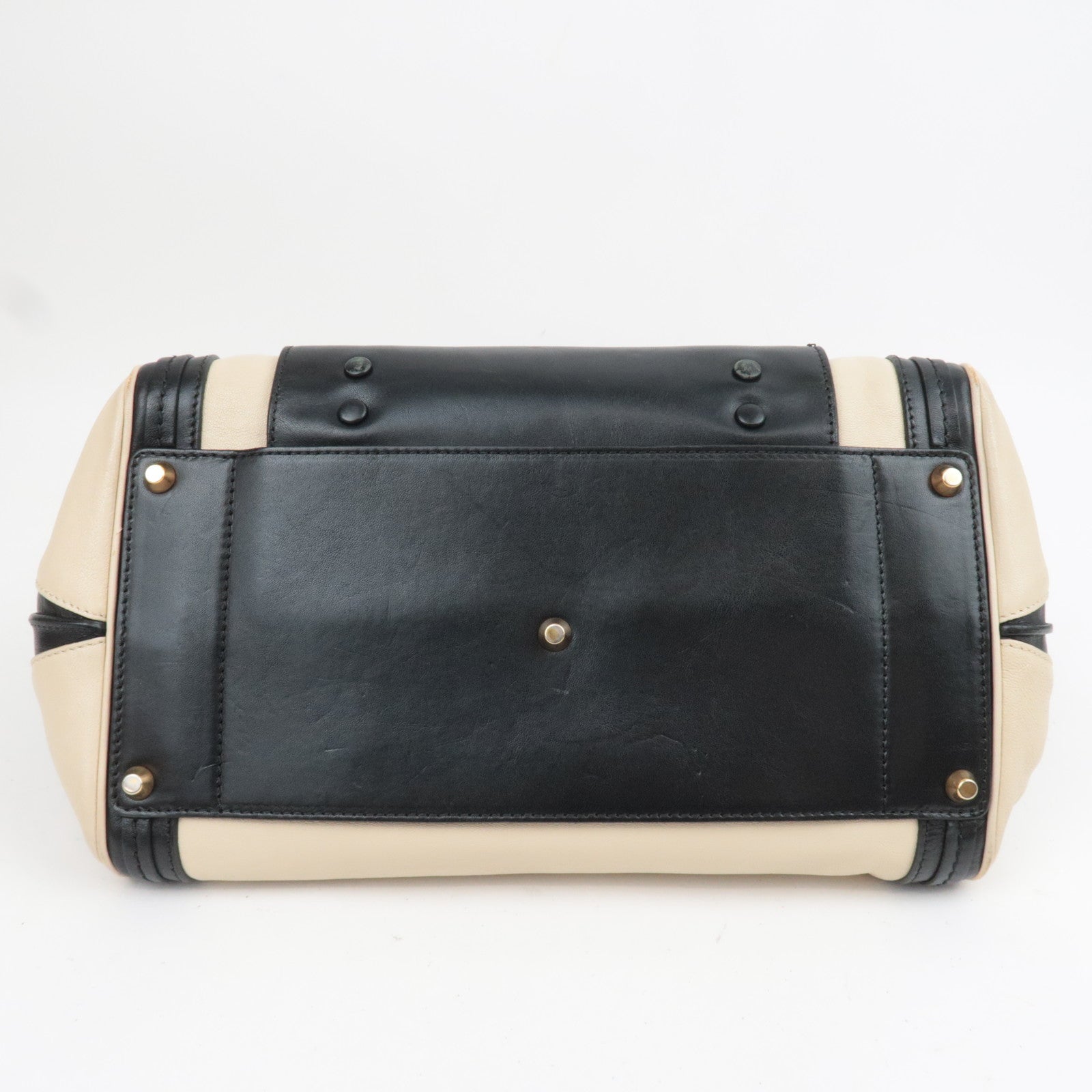 Chloe Alice 2Way Leather Handbag Beige Black