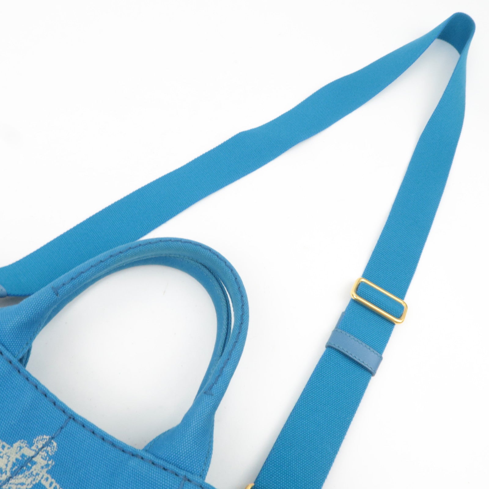 PRADA Canapa Mini 2Way Canvas Tote Bag Blue 1BG439
