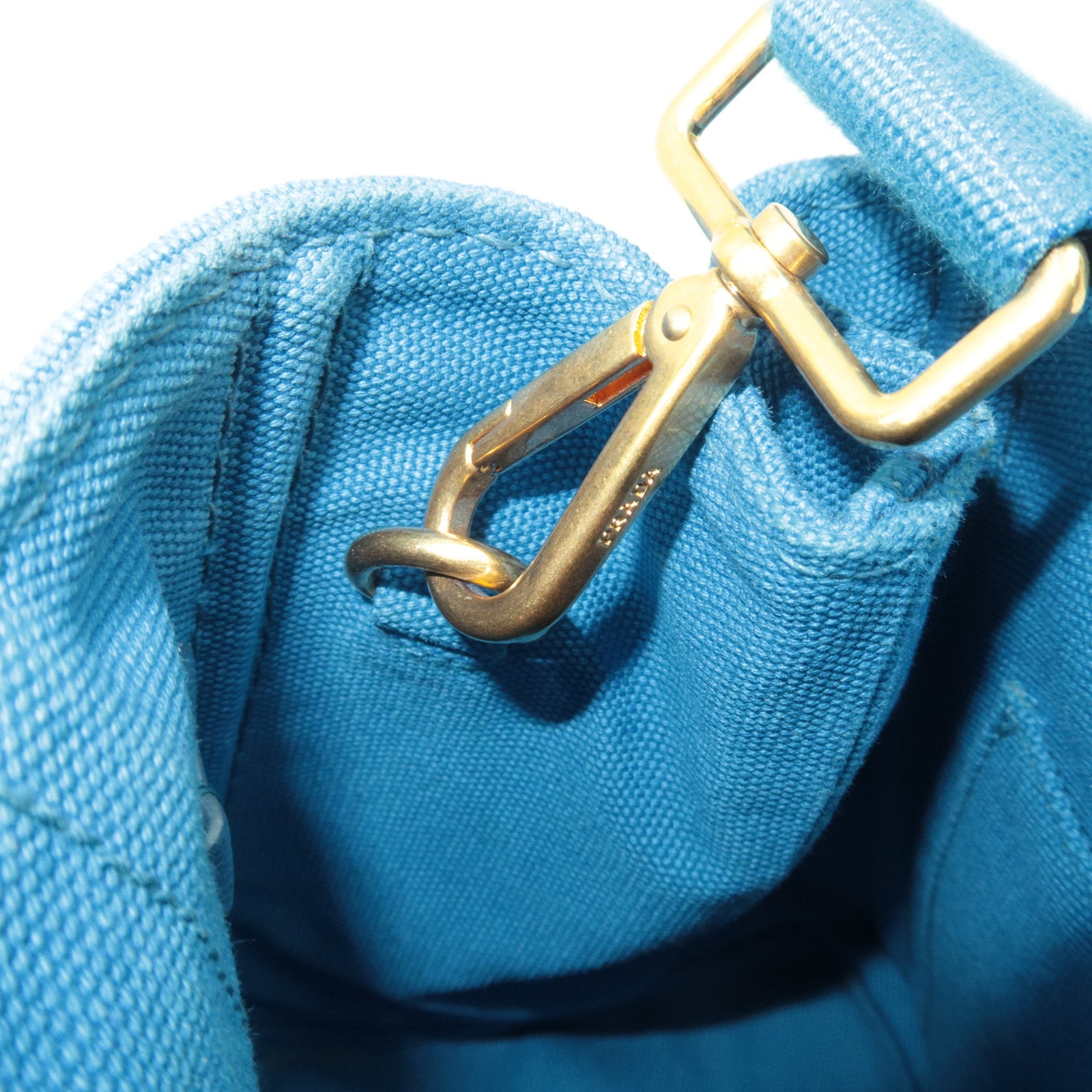 PRADA Canapa Mini 2Way Canvas Tote Bag Blue 1BG439