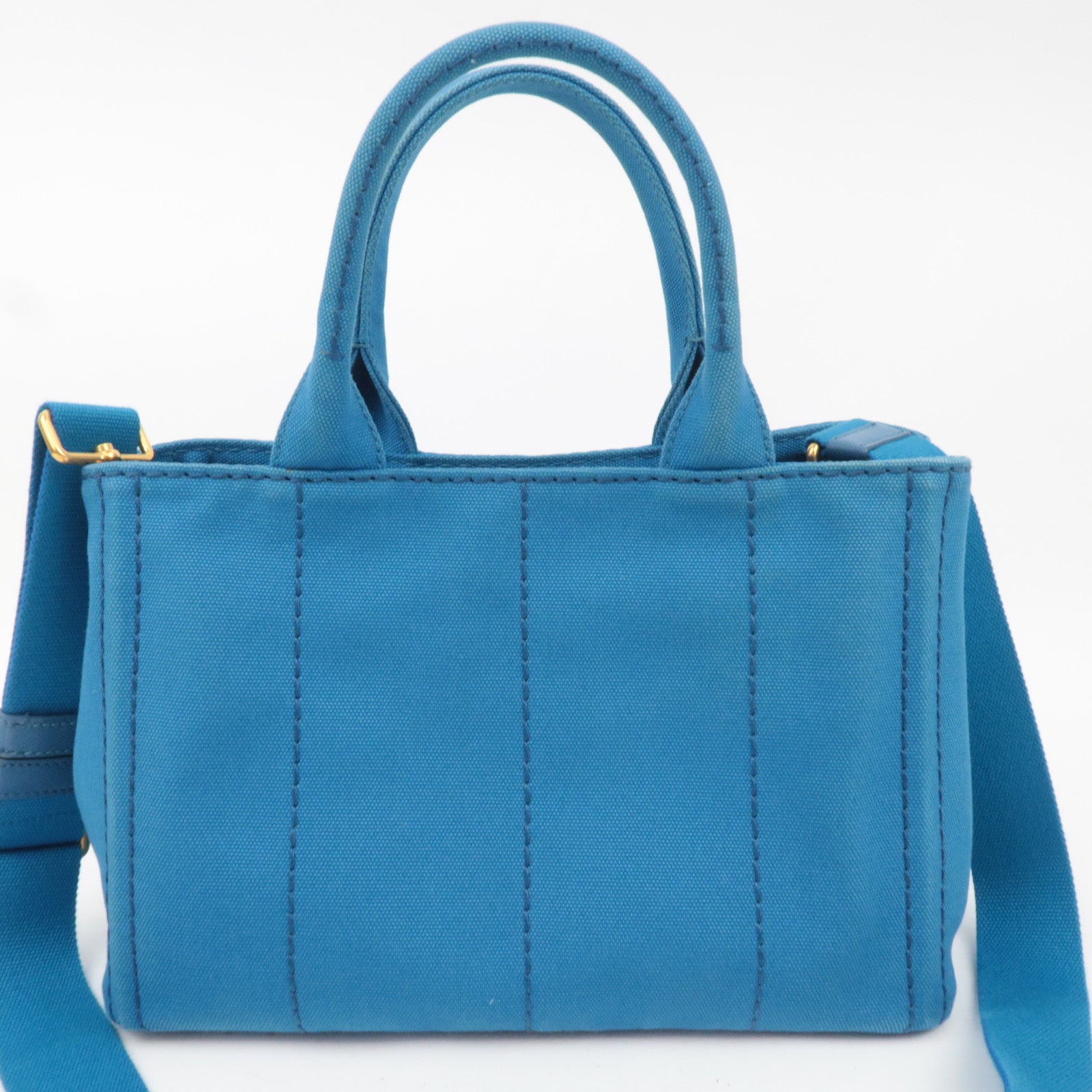 PRADA Canapa Mini 2Way Canvas Tote Bag Blue 1BG439