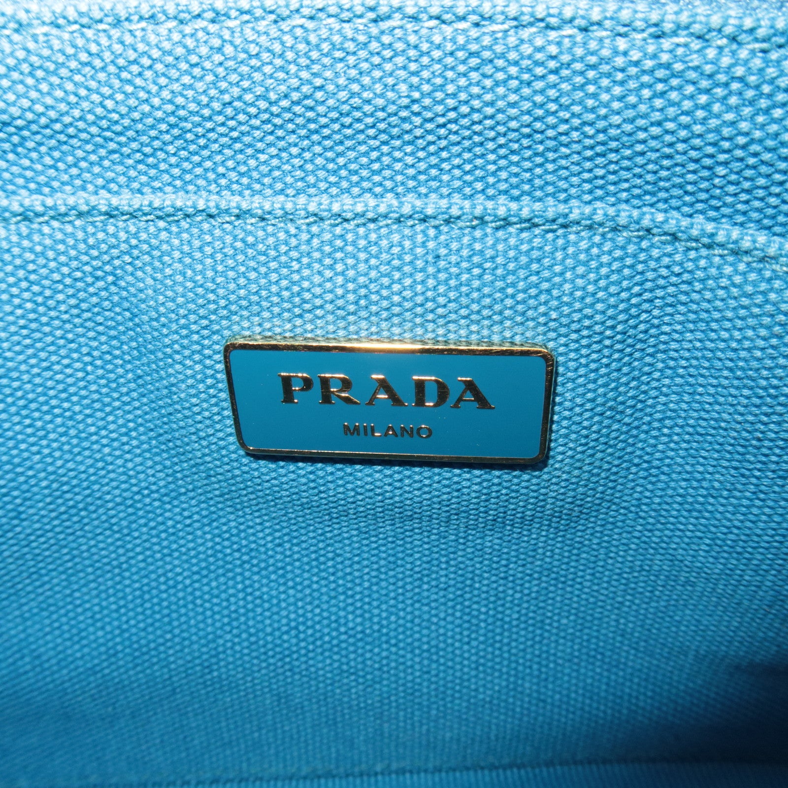 PRADA Canapa Mini 2Way Canvas Tote Bag Blue 1BG439