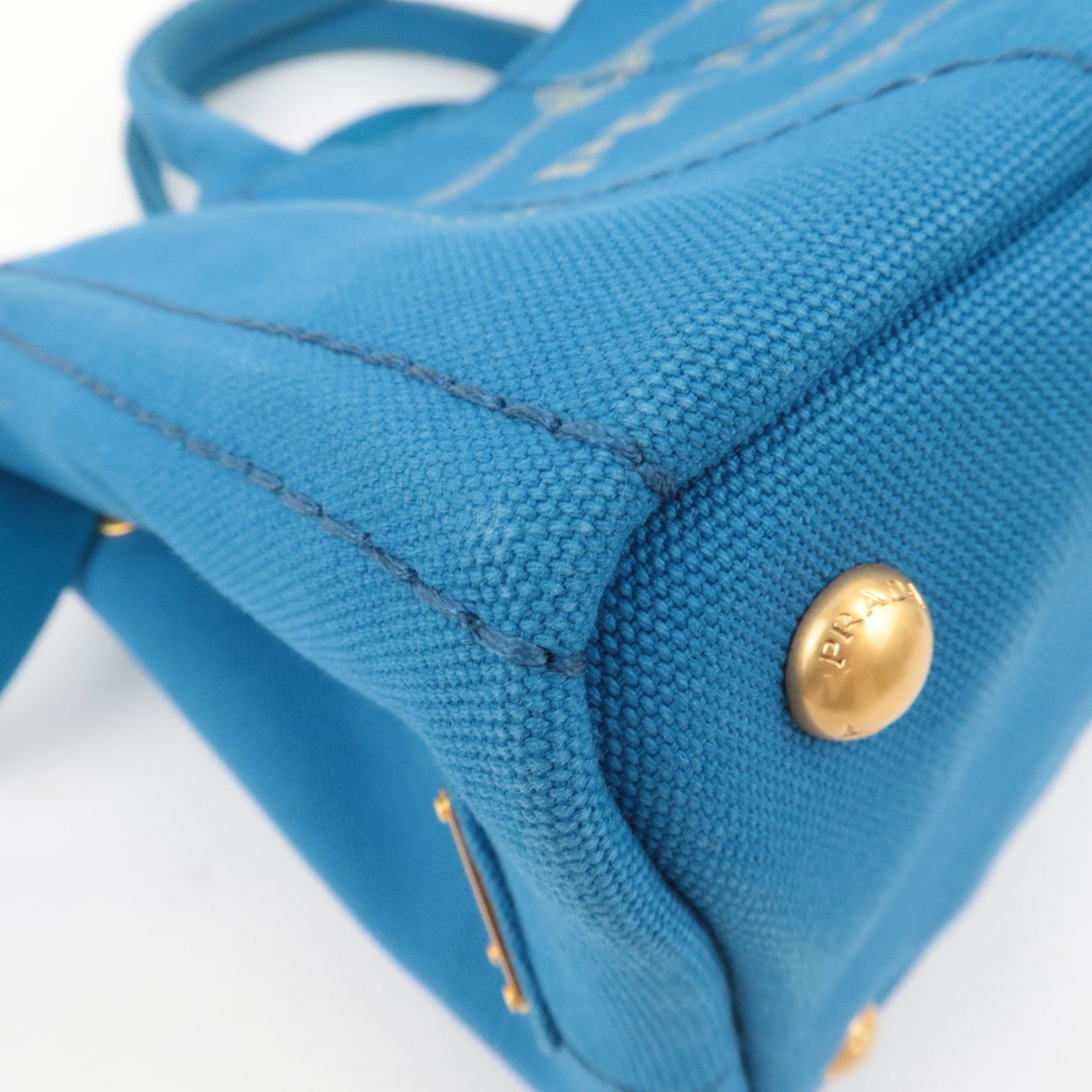 PRADA Canapa Mini 2Way Canvas Tote Bag Blue 1BG439