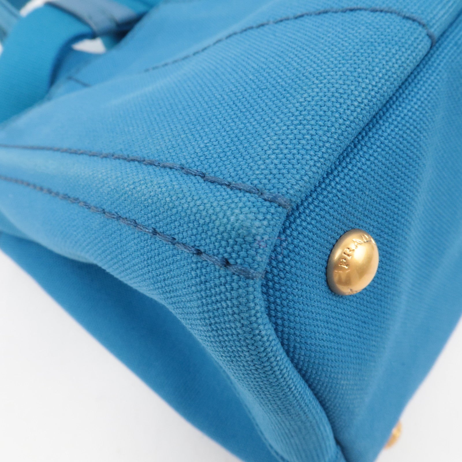 PRADA Canapa Mini 2Way Canvas Tote Bag Blue 1BG439