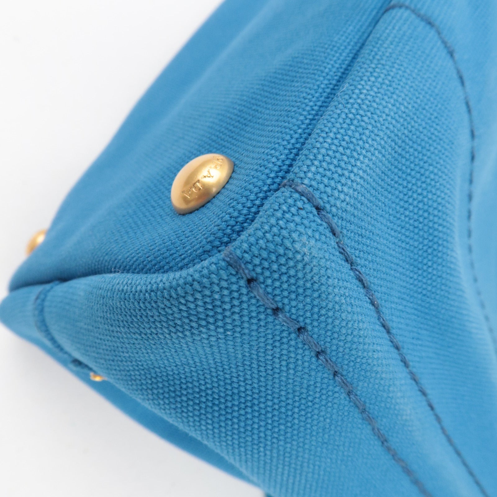 PRADA Canapa Mini 2Way Canvas Tote Bag Blue 1BG439