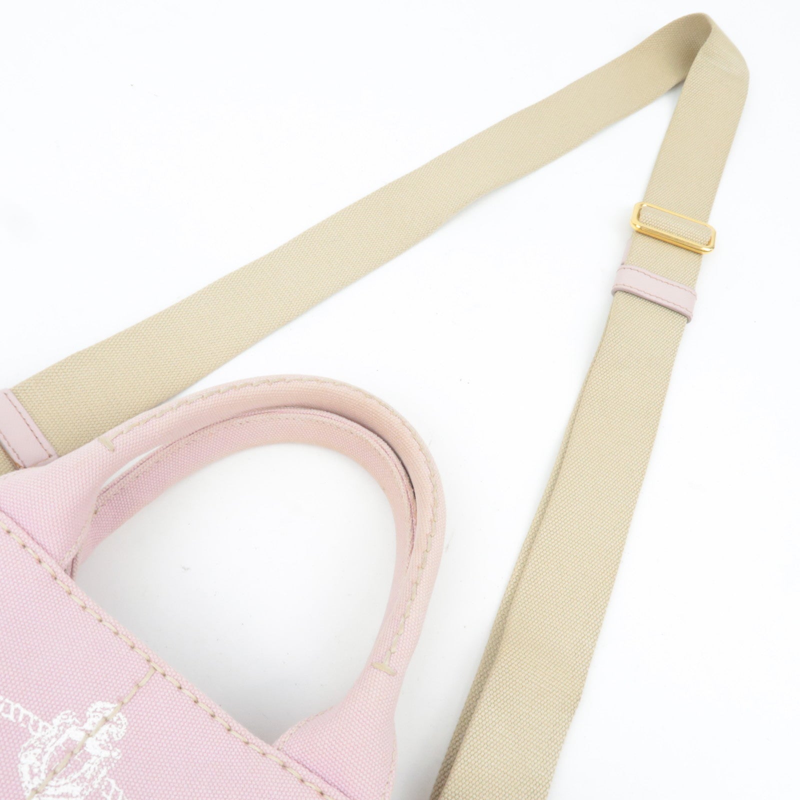 PRADA Canapa Mini 2Way Canvas Tote Bag Pink 1BG439