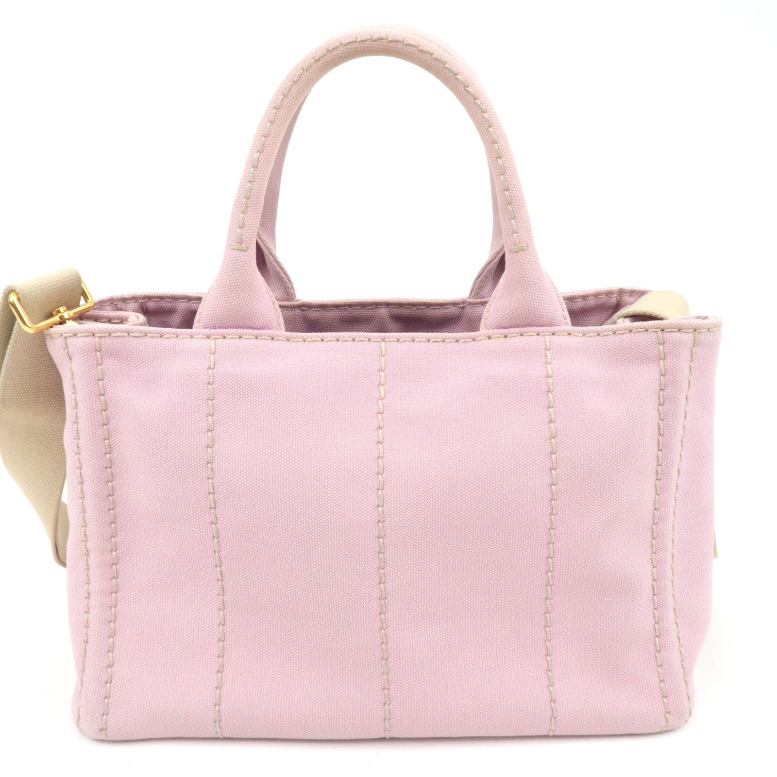 PRADA Canapa Mini 2Way Canvas Tote Bag Pink 1BG439