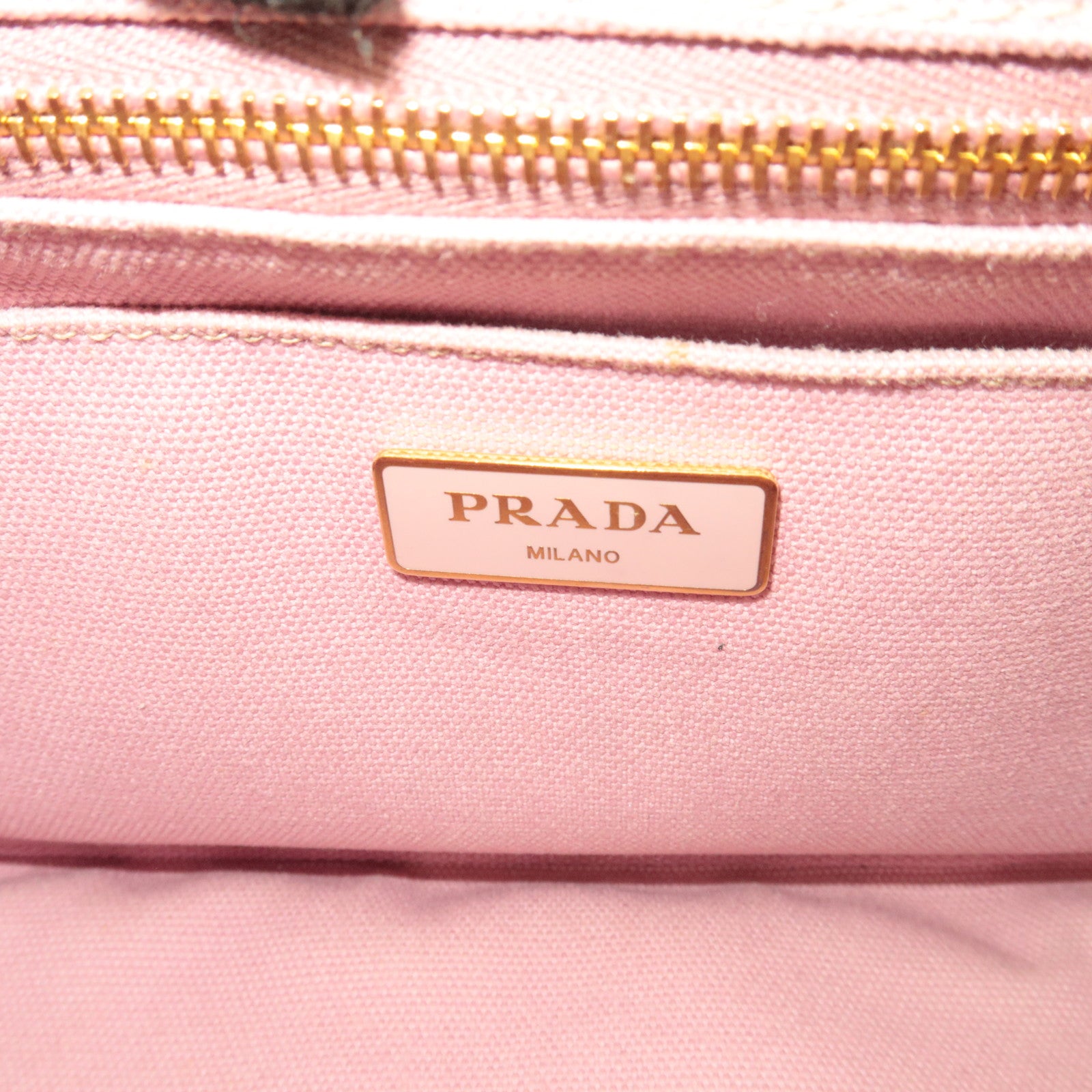 PRADA Canapa Mini 2Way Canvas Tote Bag Pink 1BG439