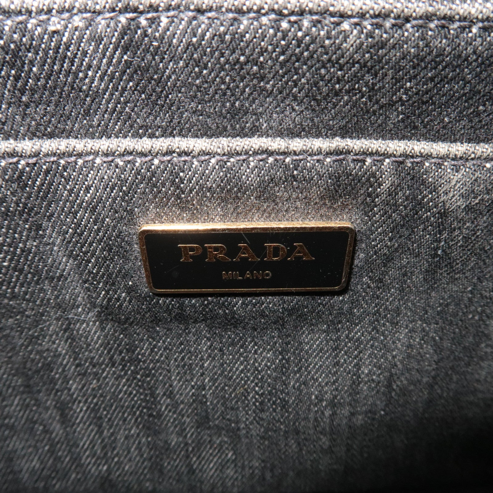 PRADA Canapa Mini 2Way Denim Tote Bag Black 1BG439