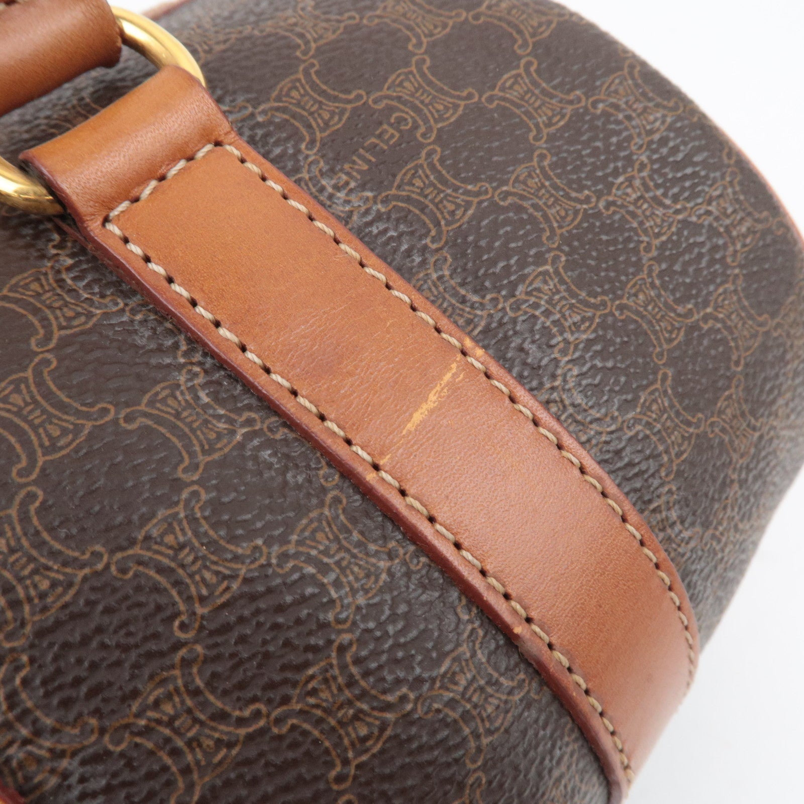 CELINE Macadam PVC Leather Shoulder Bag Brown
