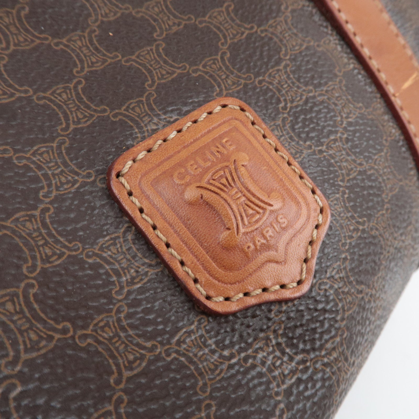 CELINE Macadam PVC Leather Shoulder Bag Brown