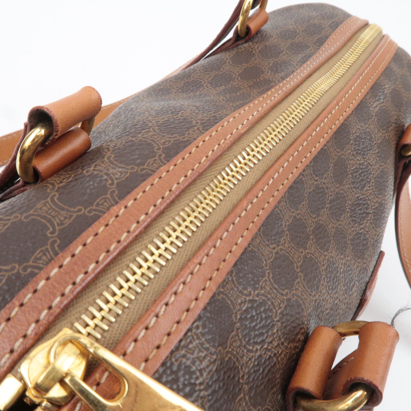 CELINE Macadam PVC Leather Shoulder Bag Brown