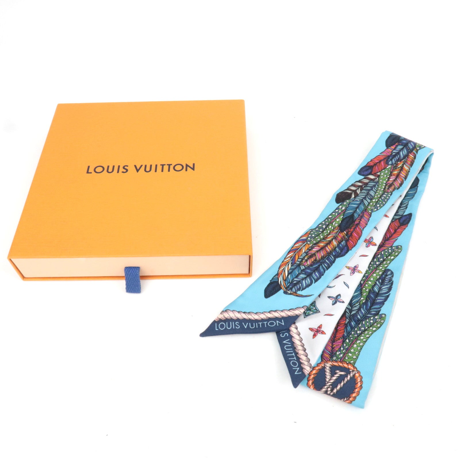 Louis Vuitton Bandeau BB Love Birds Scarf 100% Silk Blue M76114