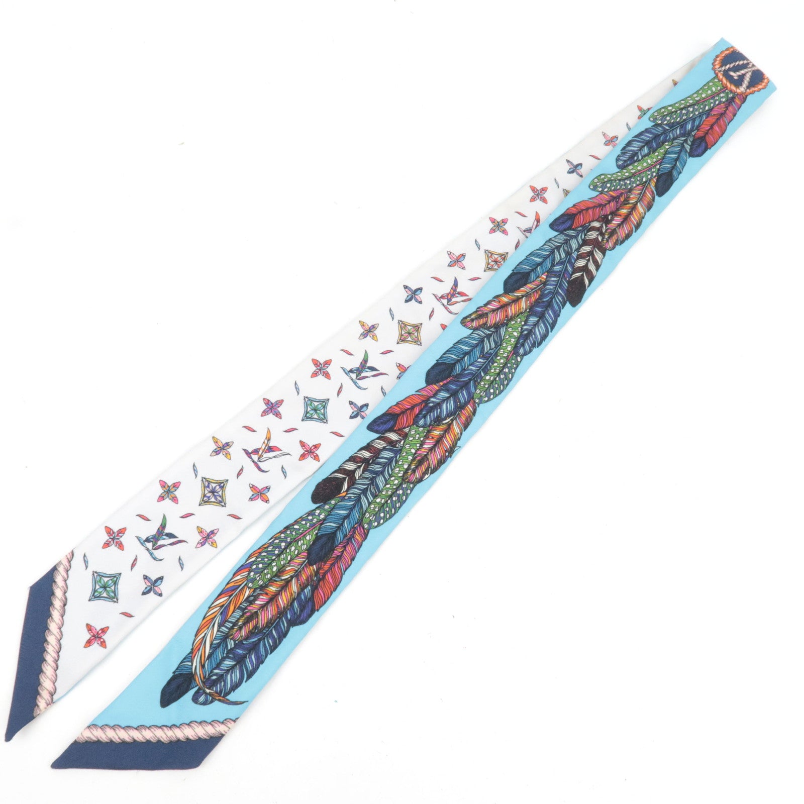 Louis Vuitton Bandeau BB Love Birds Scarf 100% Silk Blue M76114