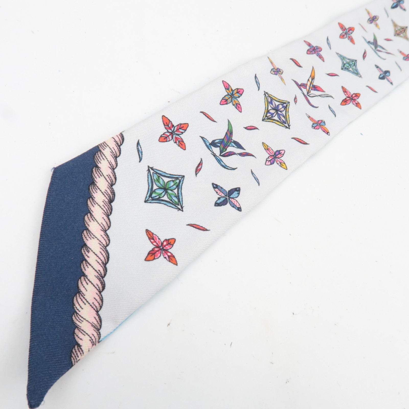 Louis Vuitton Bandeau BB Love Birds Scarf 100% Silk Blue M76114