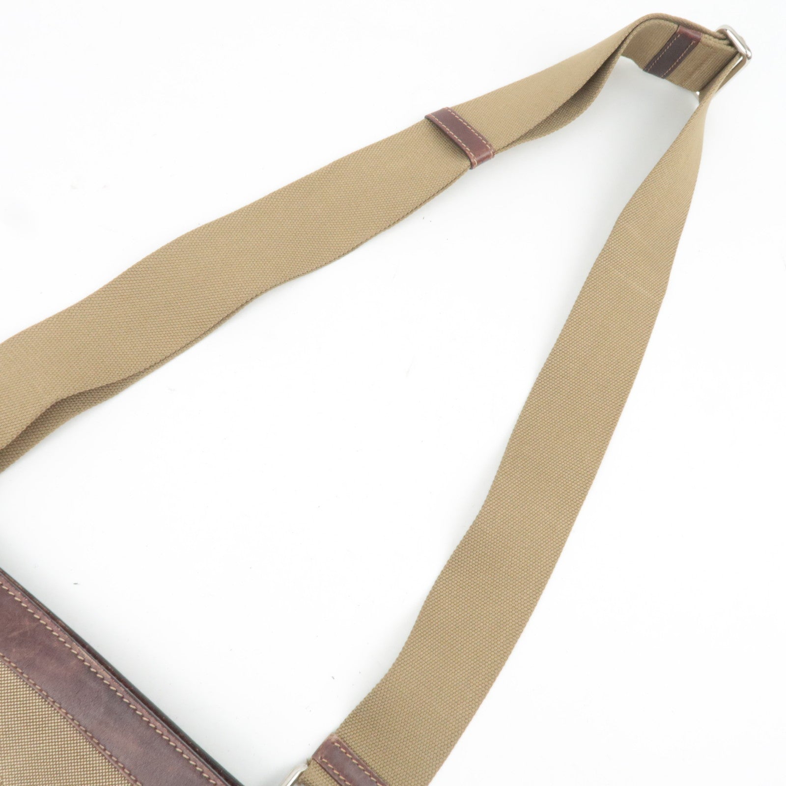 PRADA Logo Jacquard Leather Shoulder Bag Brown