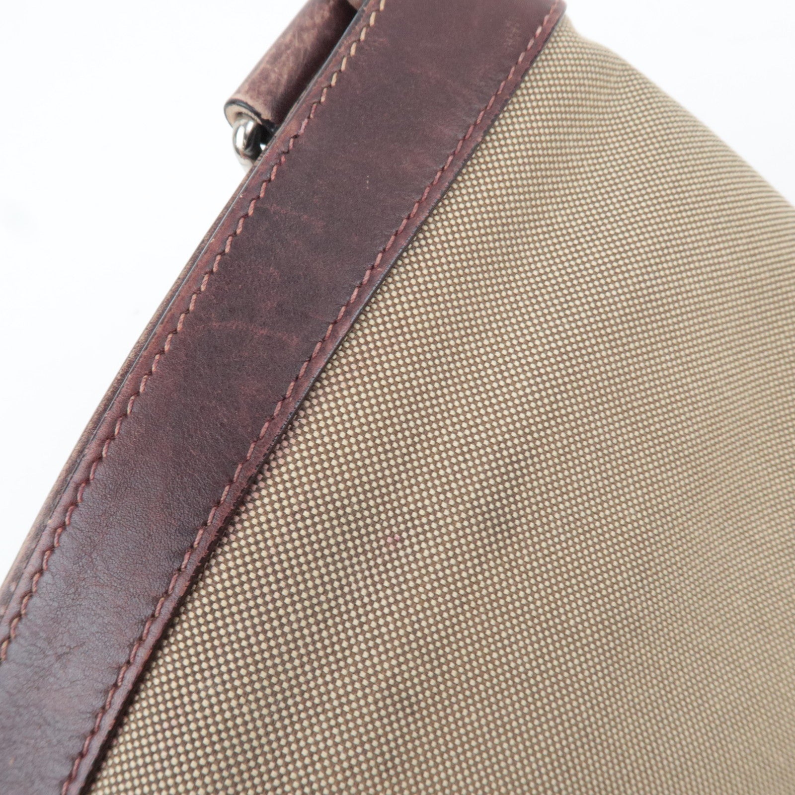 PRADA Logo Jacquard Leather Shoulder Bag Brown