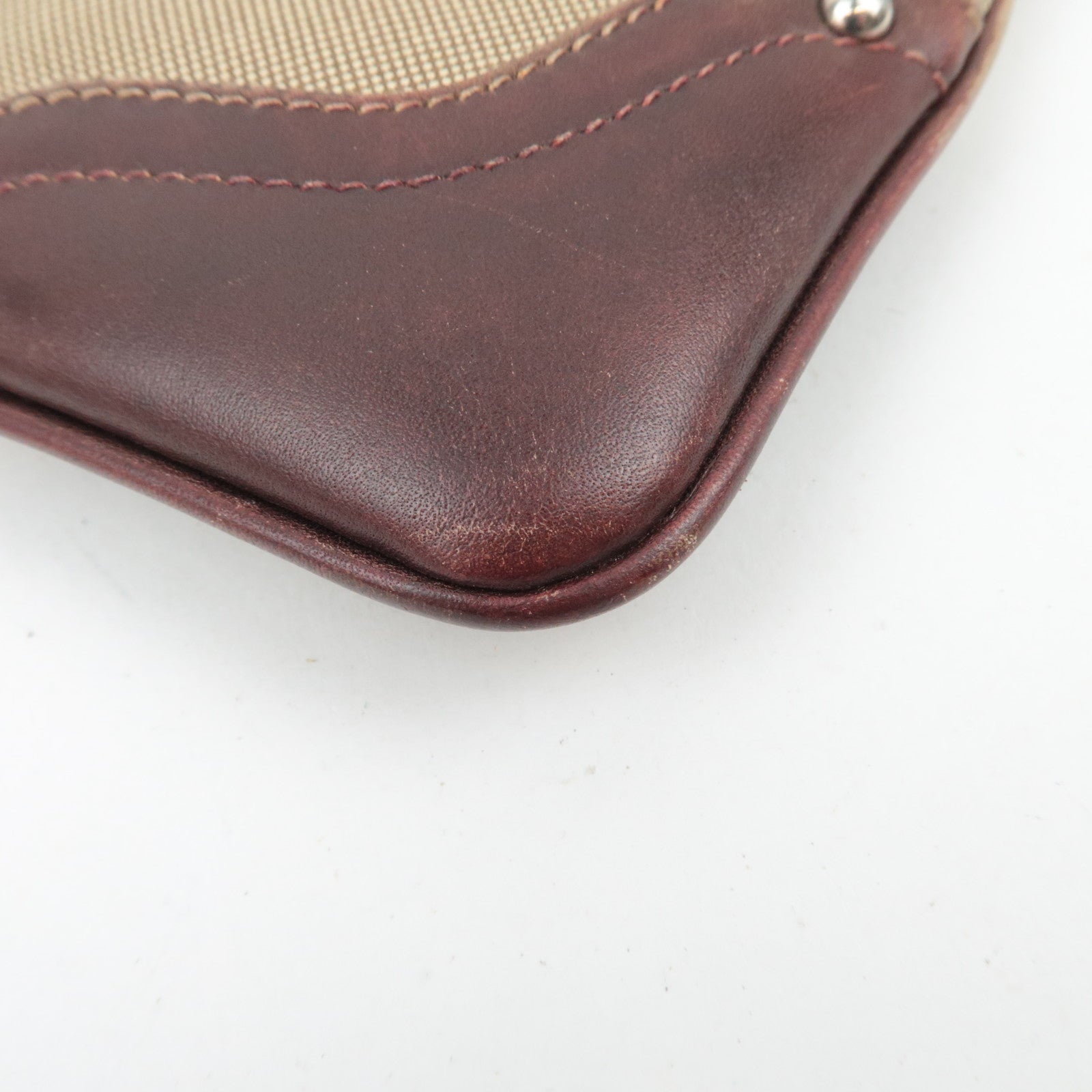 PRADA Logo Jacquard Leather Shoulder Bag Brown