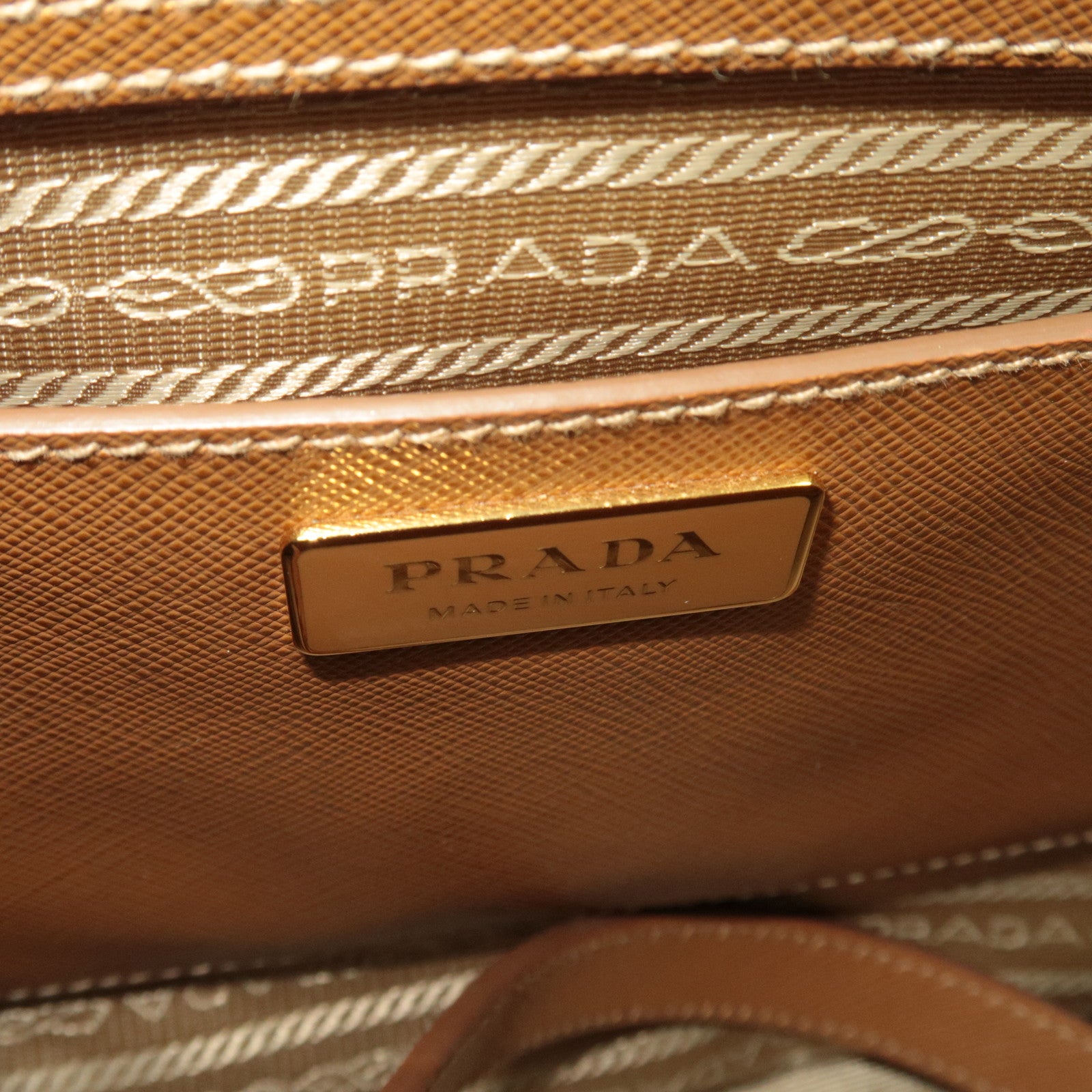 PRADA Galleria Large Saffiano 2Way Handbag Brown