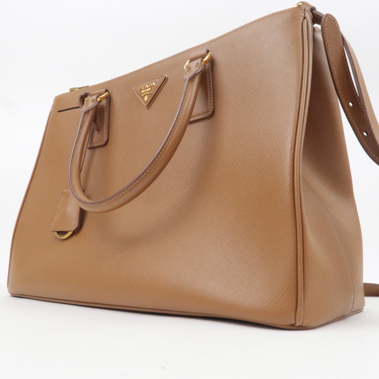 PRADA Galleria Large Saffiano 2Way Handbag Brown