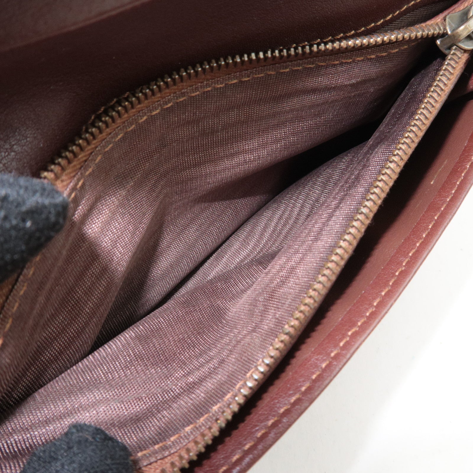 CELINE Paris Macadam Denim Leather Long Wallet Blue Brown