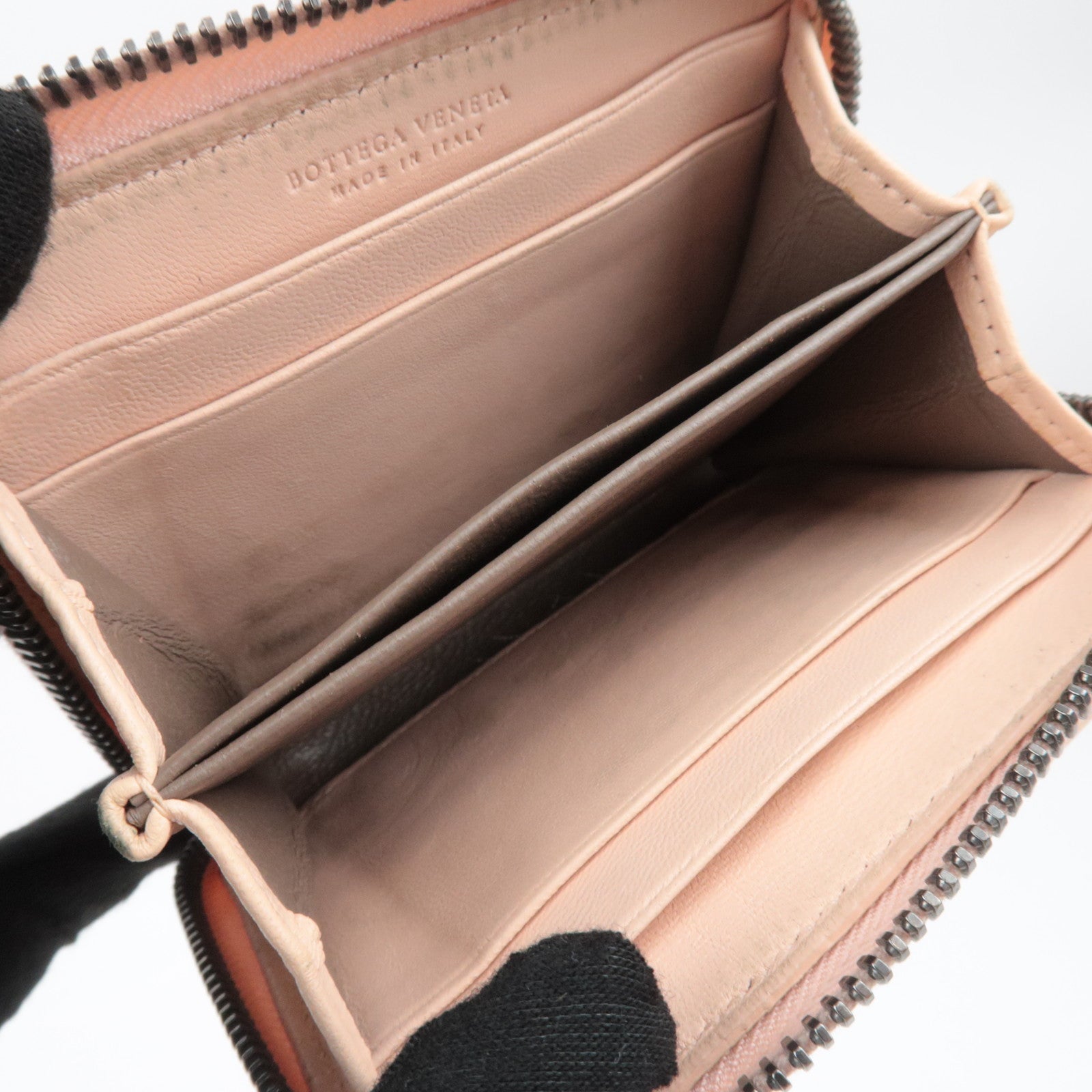 BOTTEGA VENETA Intrecciato Leather Coin Case Pink Beige