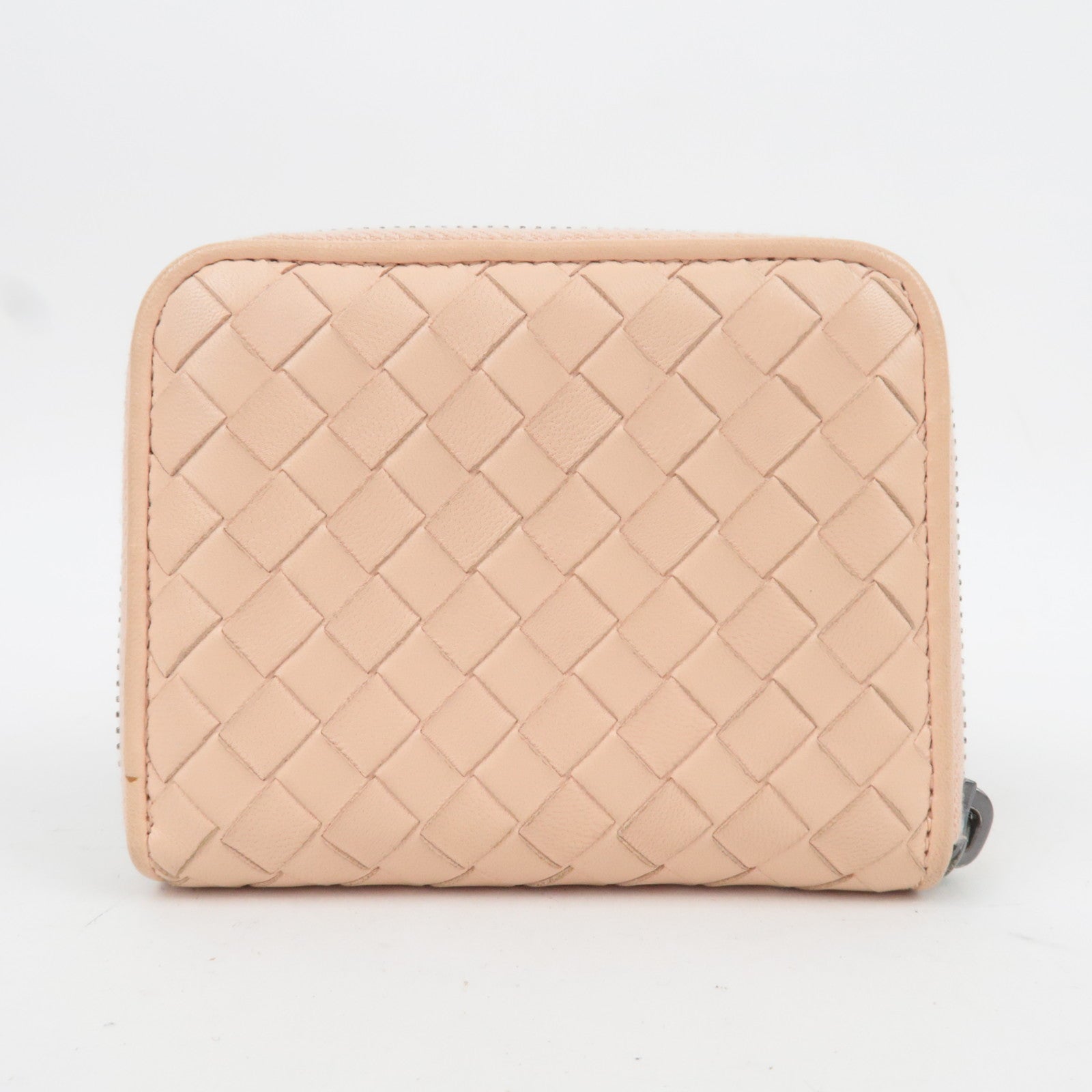 BOTTEGA VENETA Intrecciato Leather Coin Case Pink Beige