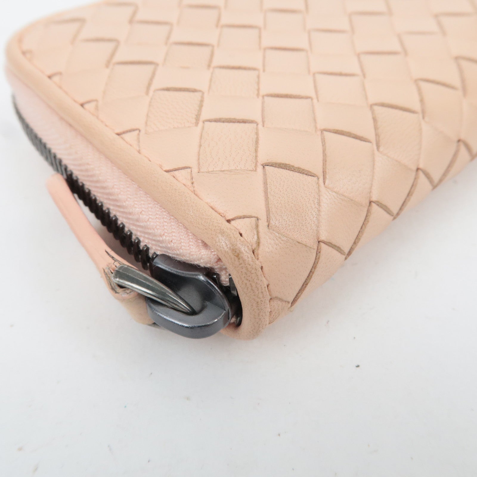 BOTTEGA VENETA Intrecciato Leather Coin Case Pink Beige