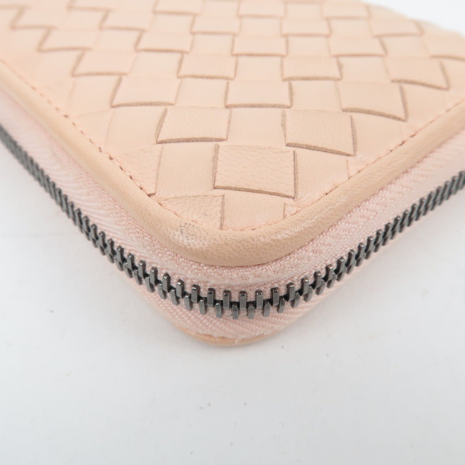 BOTTEGA VENETA Intrecciato Leather Coin Case Pink Beige