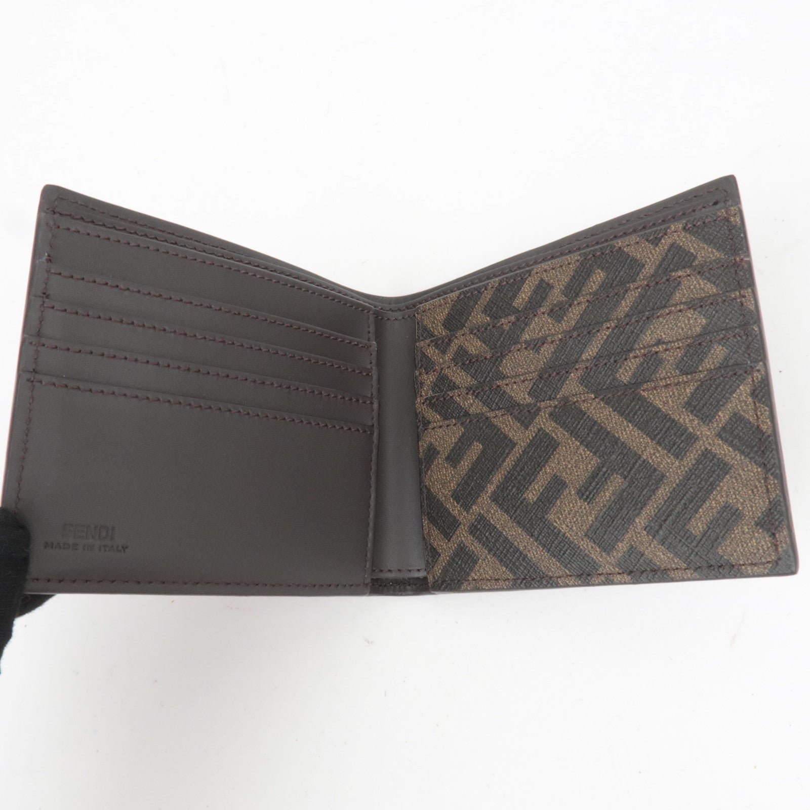 FENDI Zucca PVC Leather Wallet Brown 7M0356
