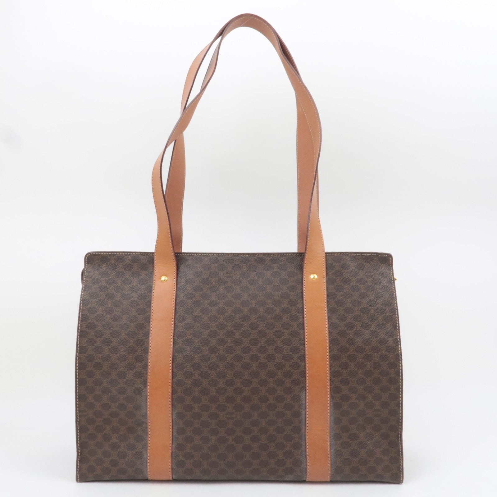 CELINE Macadam PVC Leather Tote Bag Brown