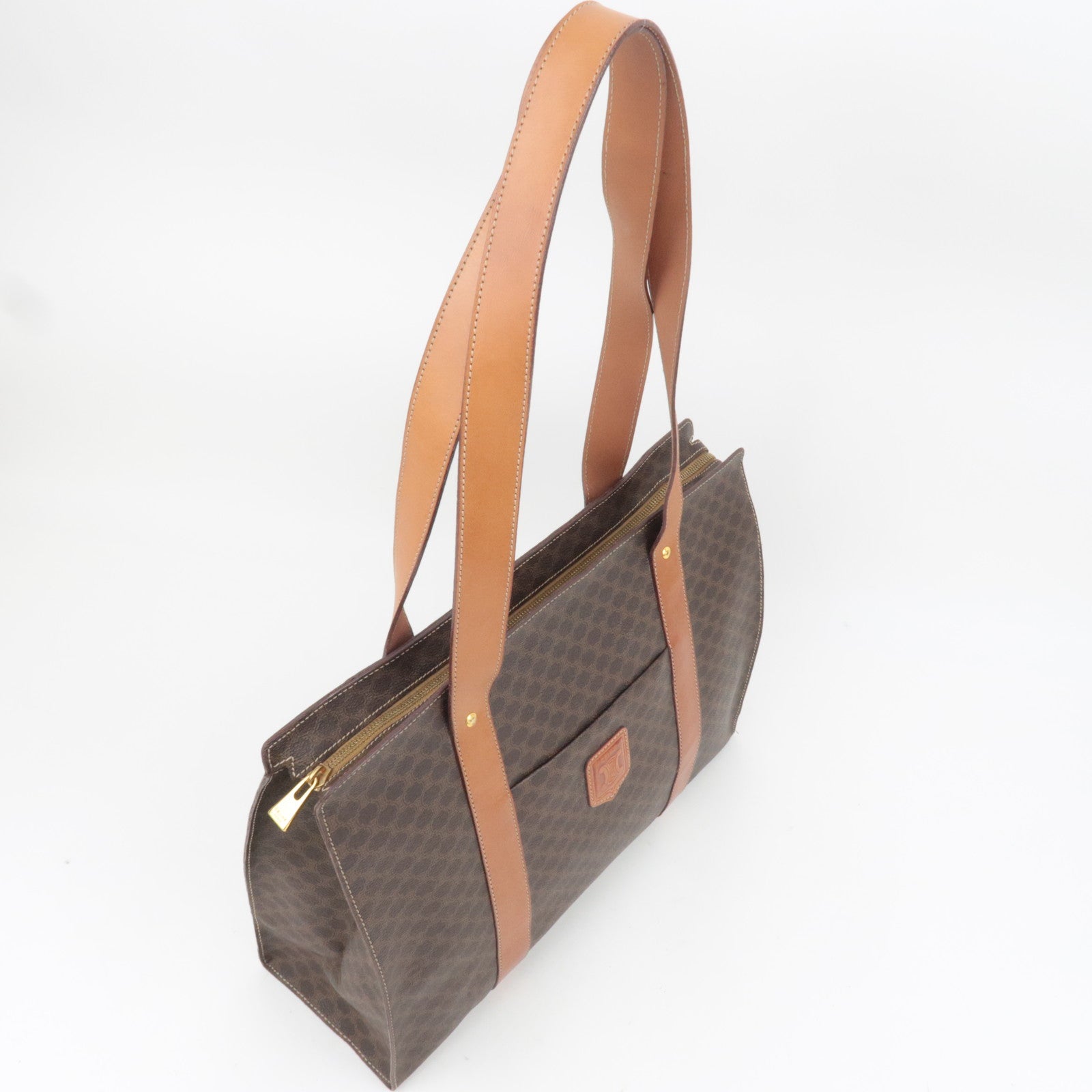 CELINE Macadam PVC Leather Tote Bag Brown