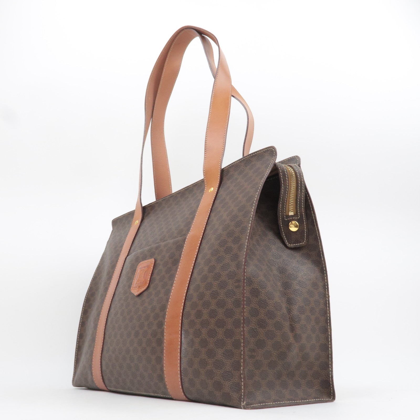 CELINE Macadam PVC Leather Tote Bag Brown