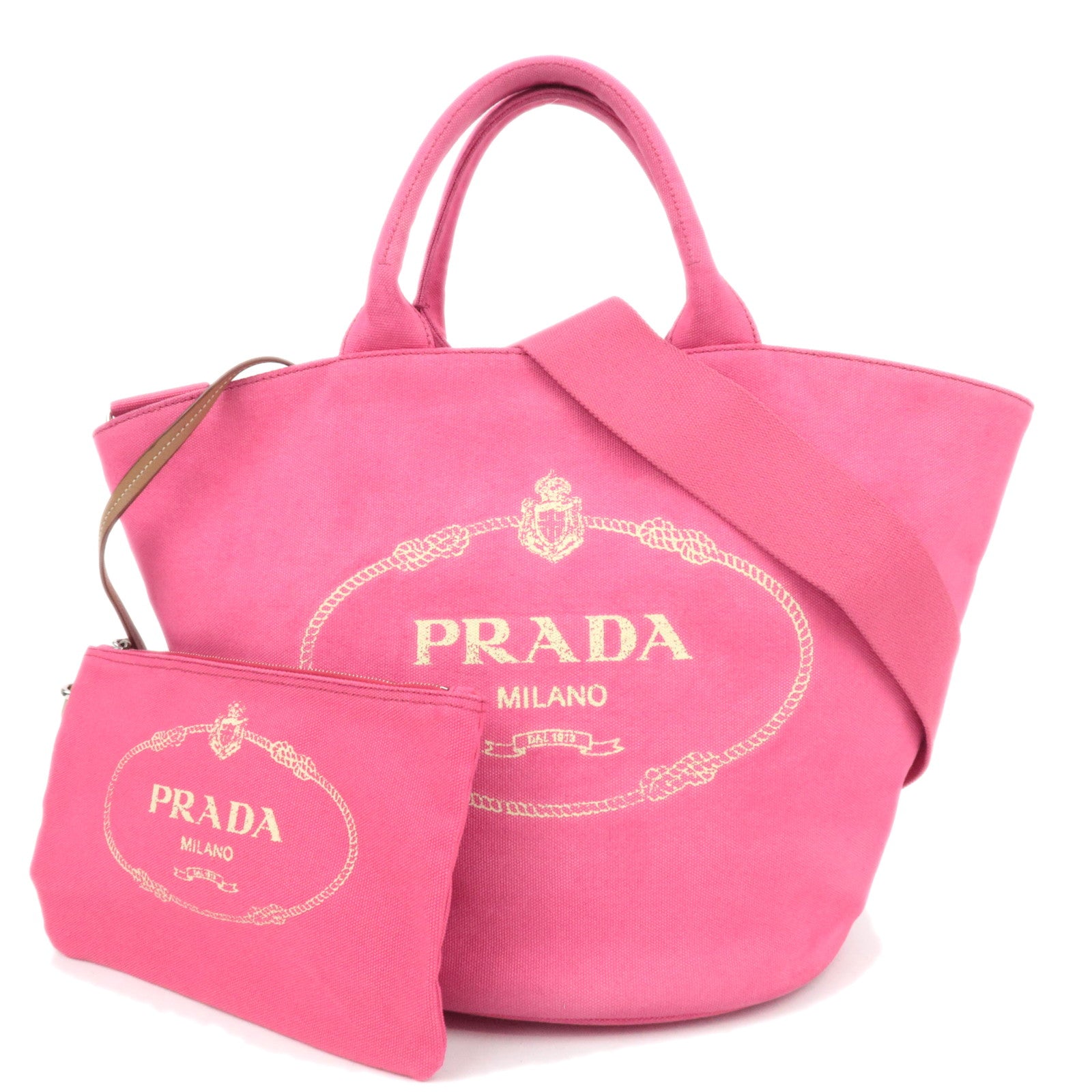 PRADA Canapa Canvas Tote Bag Pink 1BG16388851