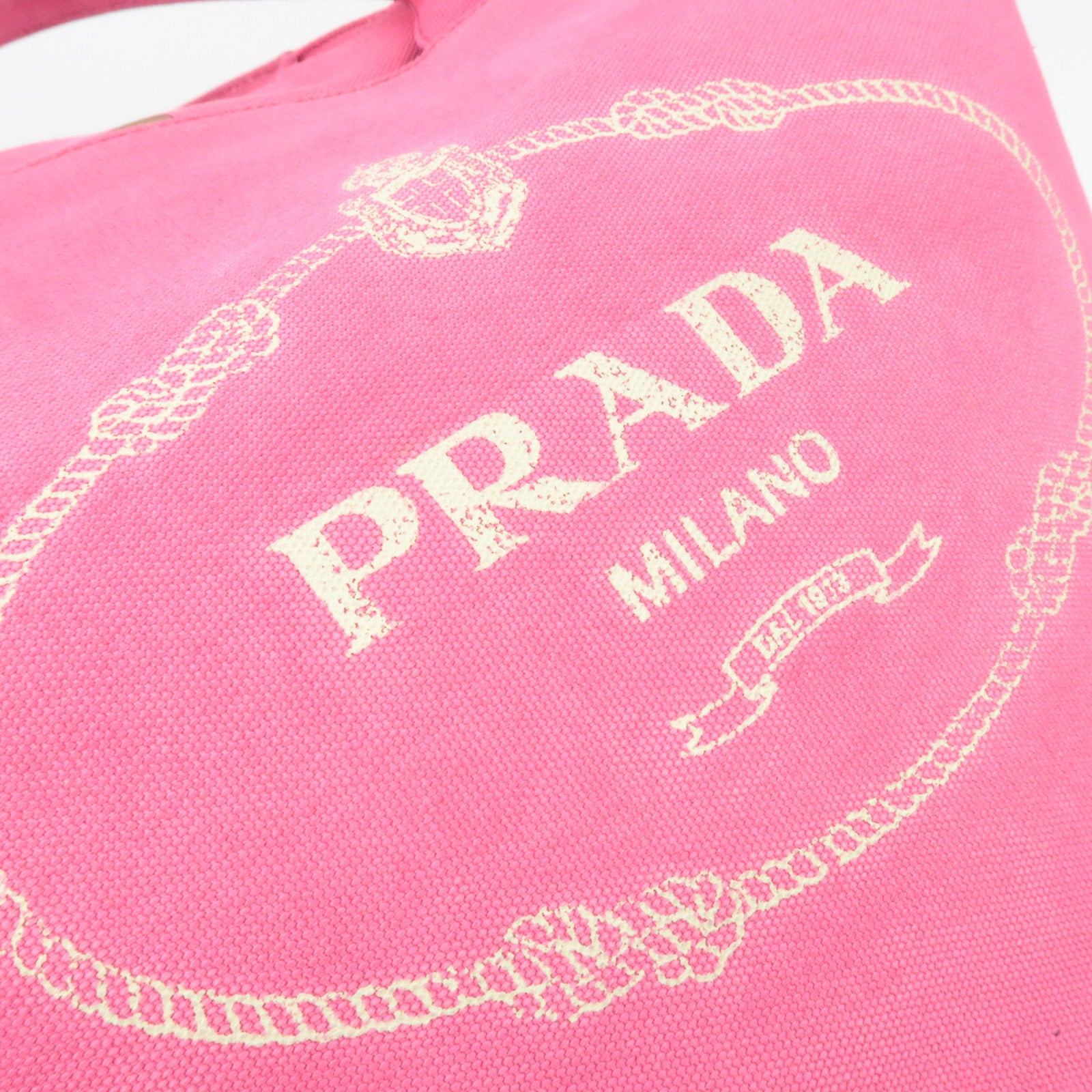 PRADA Canapa Canvas Tote Bag Pink 1BG163