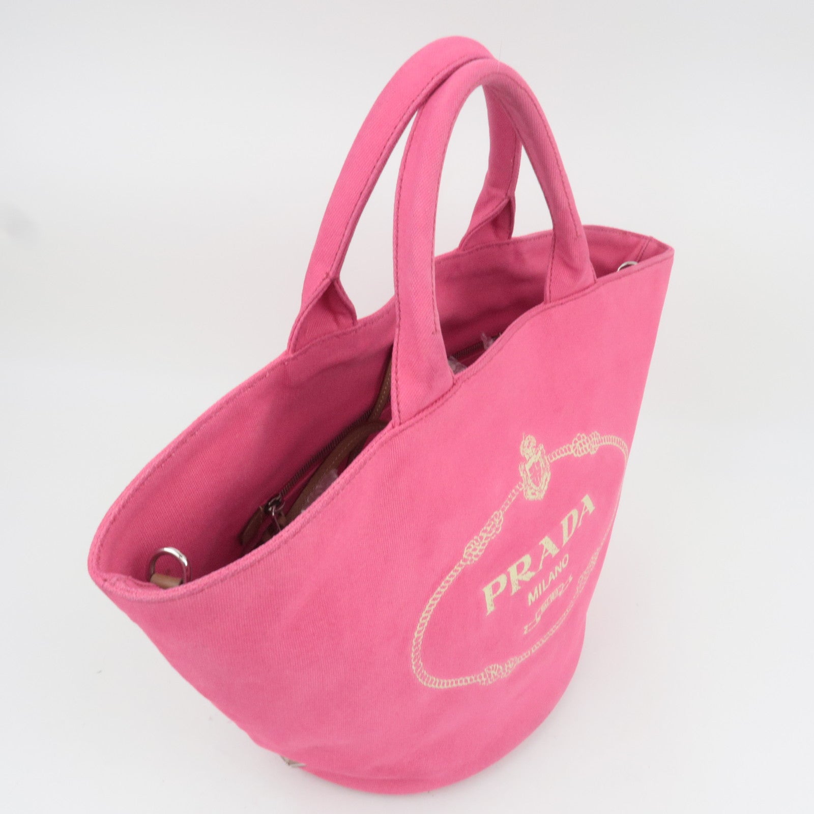 PRADA Canapa Canvas Tote Bag Pink 1BG163