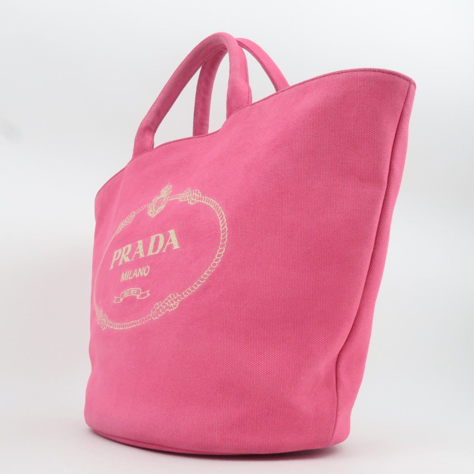 PRADA Canapa Canvas Tote Bag Pink 1BG163
