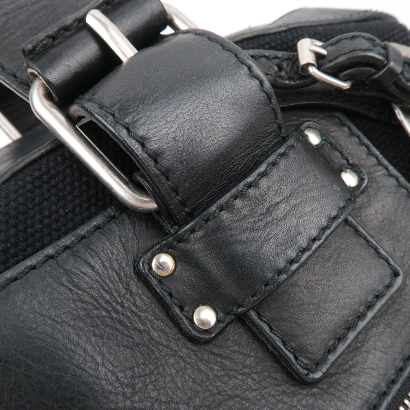 Chloe Satchel Bag Canvas Leather Handbag Black