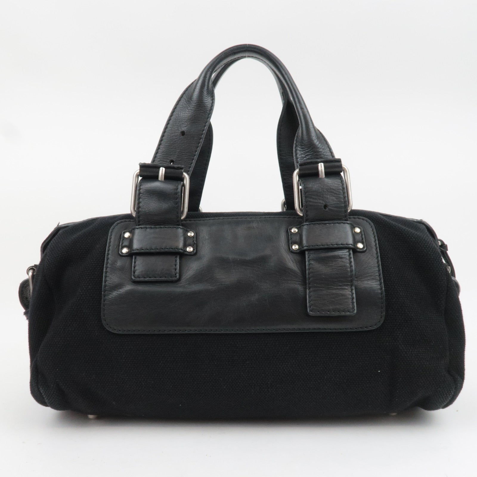 Chloe Satchel Bag Canvas Leather Handbag Black